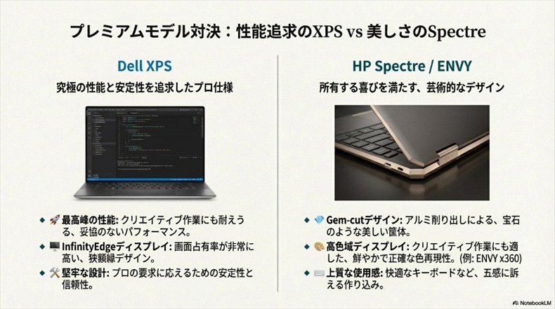 デザイン比較：Dell「XPS」vs HP「ENVY / Spectre」