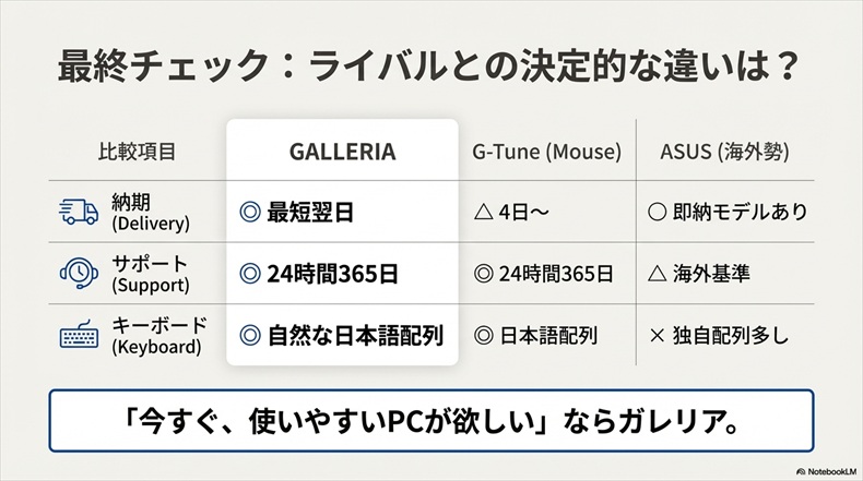 ガレリアとライバル他社との比較