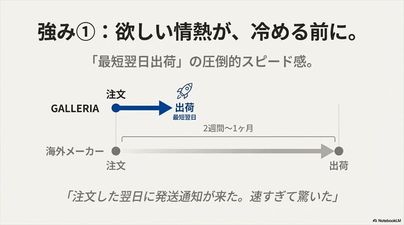 ガレリアノートメリット納期が早い