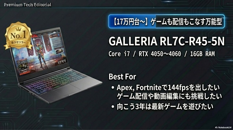 GALLERIA RL7C-R45-5N性能比較