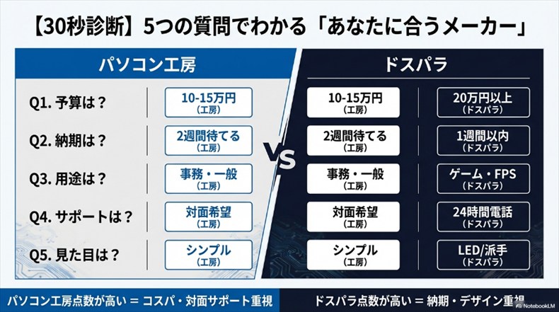 あなたに合うのはパソコン工房?ドスパラ?