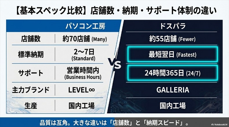 パソコン工房とドスパラの基本情報を比較