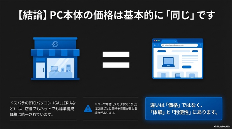 ドスパラの店舗とネット購入価格は