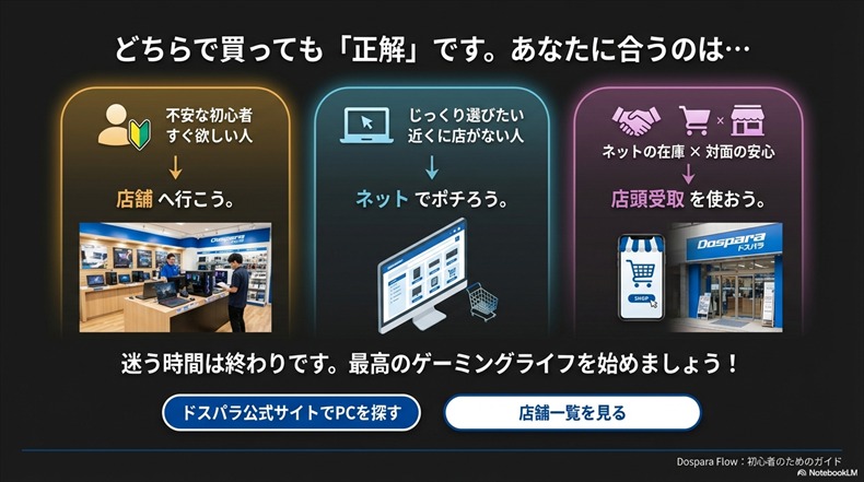 ドスパラの店舗とネット購入どっち