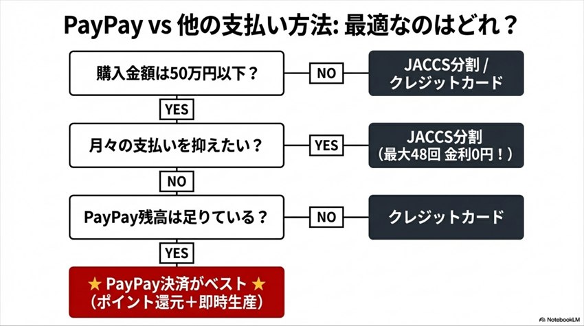 PayPayと他の支払い方法のチェック