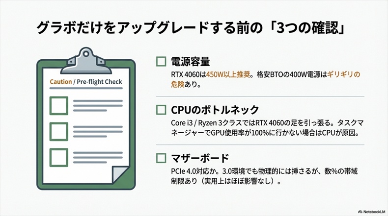 RTX 3050とRTX 4060グラボアップグレード