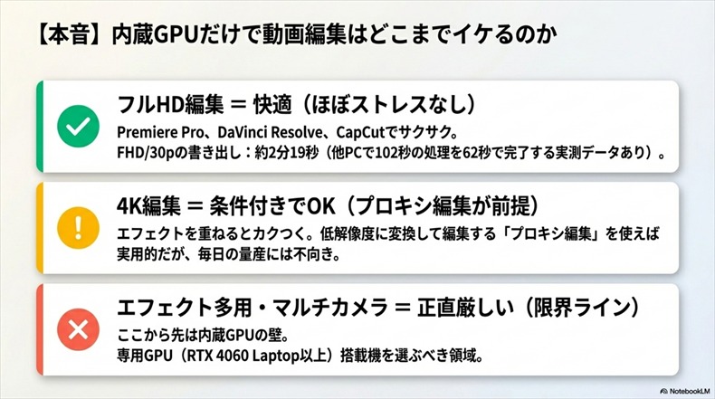 GALLERIA DL9R-IG-C4Aの内蔵GPU（Radeon 890M）だけで動画編集