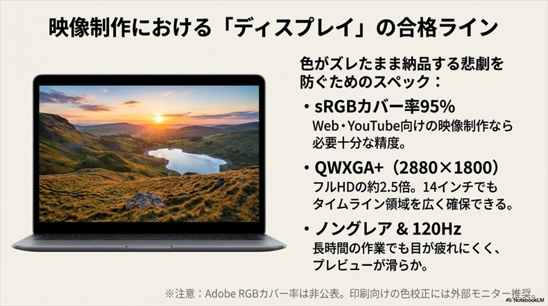 GALLERIA DL9R-IG-C4A動画編集ディスプレイ・色再現性