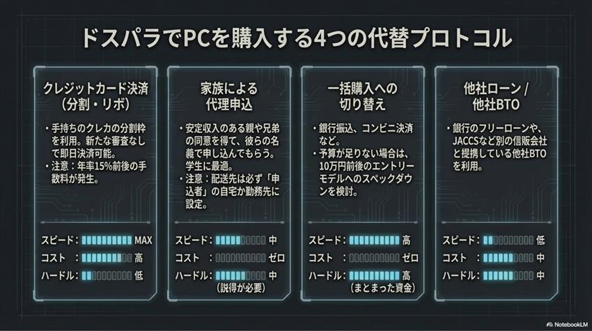 ドスパラ三井住友の審査に落ちた場合の他の支払い方法