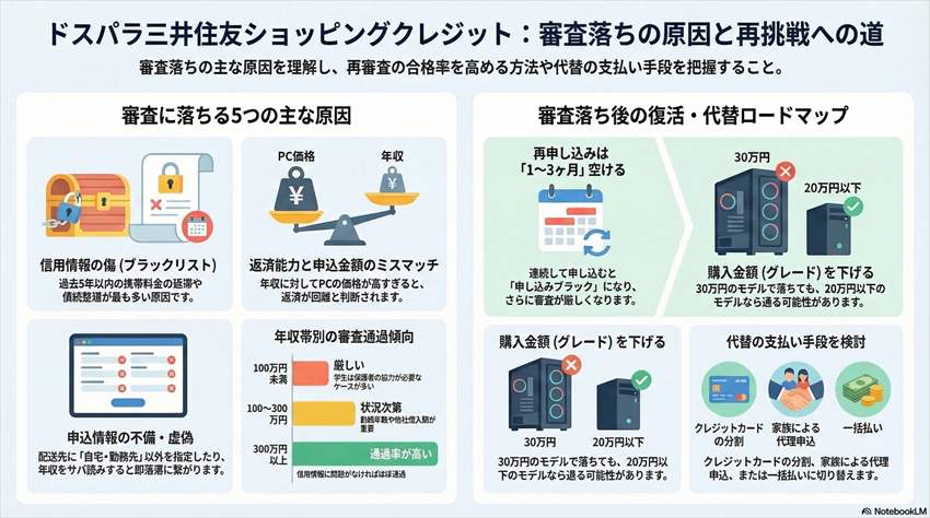 ドスパラ分割払い三井住友の審査に落ちた再申請の方法は