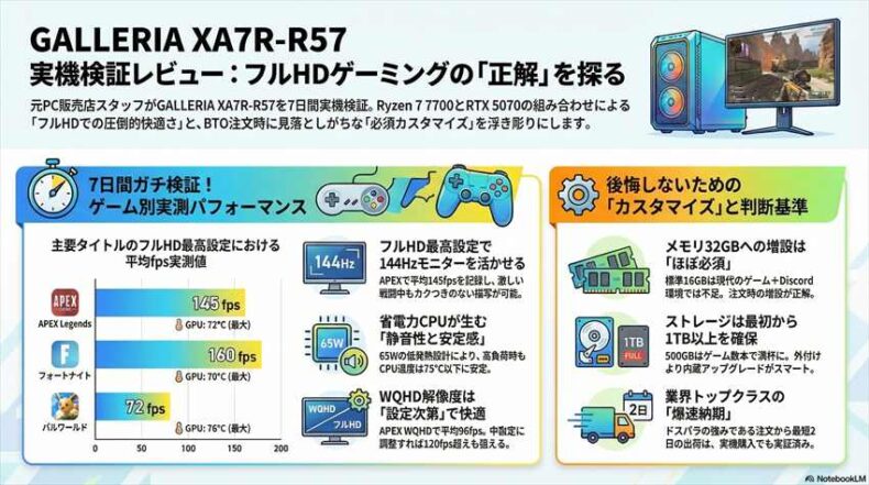 GALLERIA XA7R-R57（Ryzen 7 7700搭載）レビュー