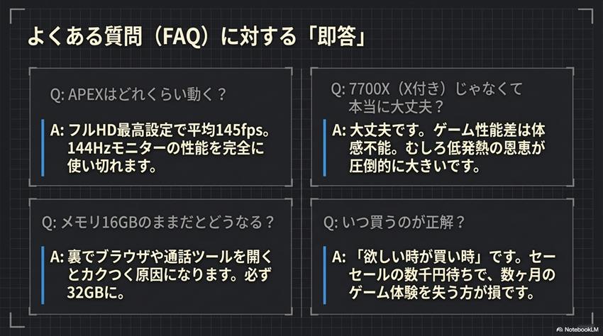 GALLERIA XA7R-R57（Ryzen 7 7700搭載）よくある質問