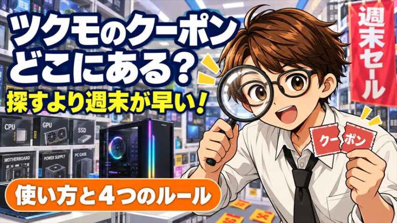 ツクモのクーポンコードはどこ？使い方と今いちばん安く買う方法